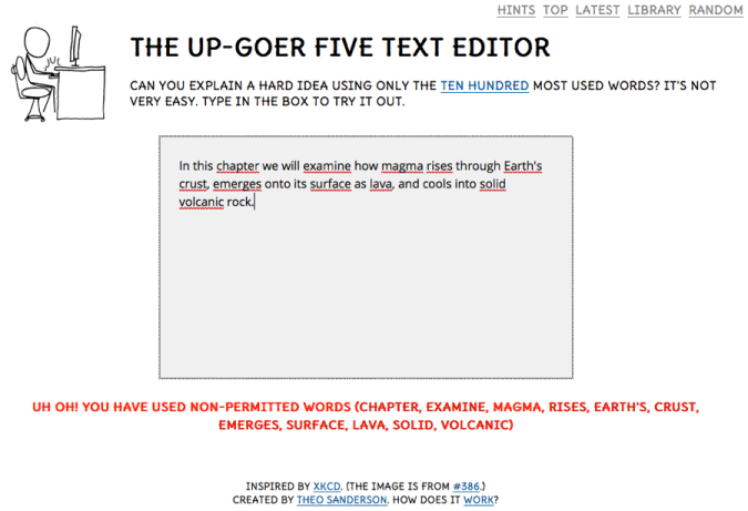 Up-Goer Five text editor